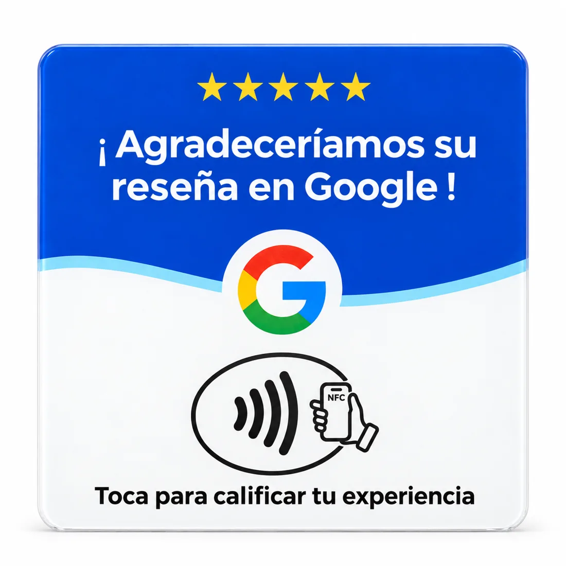 Placa acrílica Google azul y blanca
