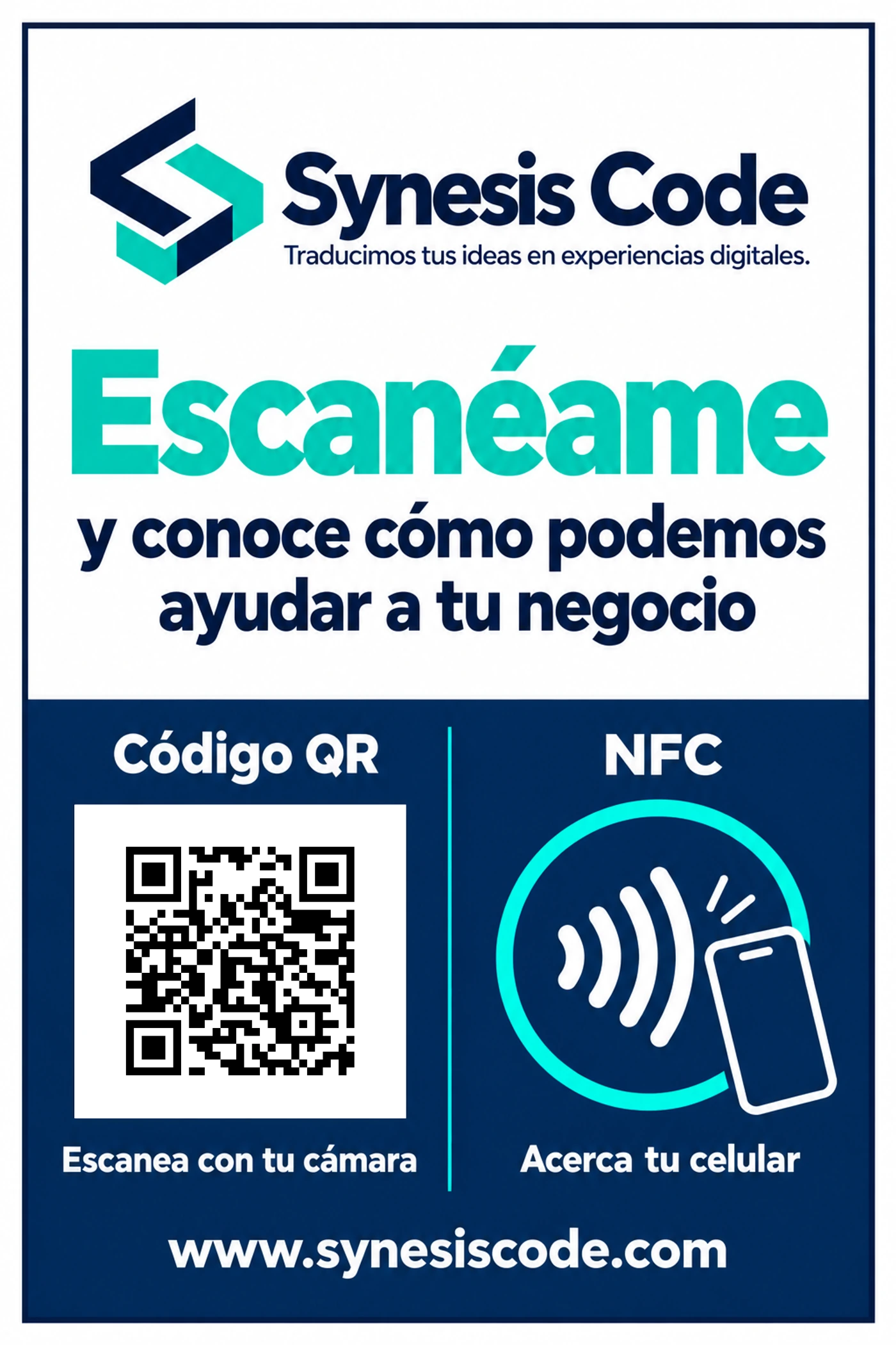 Ejemplo NFC personalizado de Synesis Code para servicios digitales